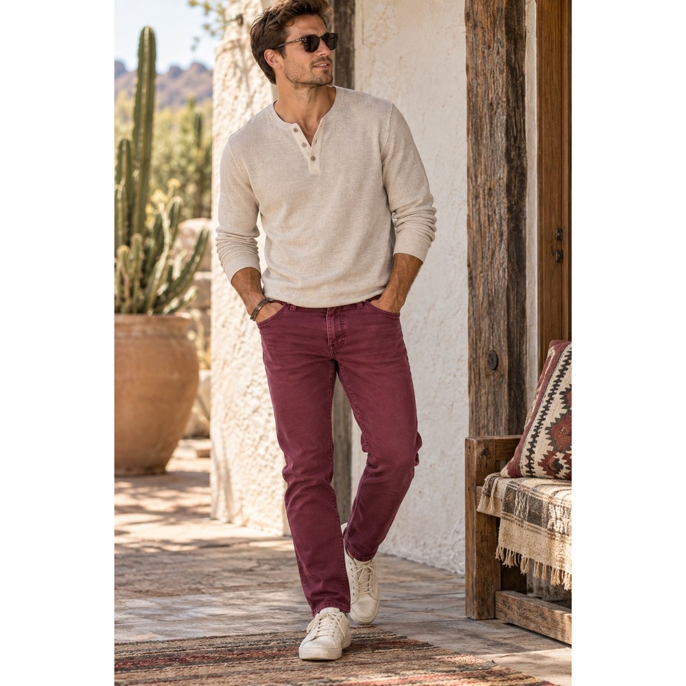 Express Rocco Slim Fit Skinny Leg Jeans Mens 30x30 Burgundy Maroon Cotton Denim